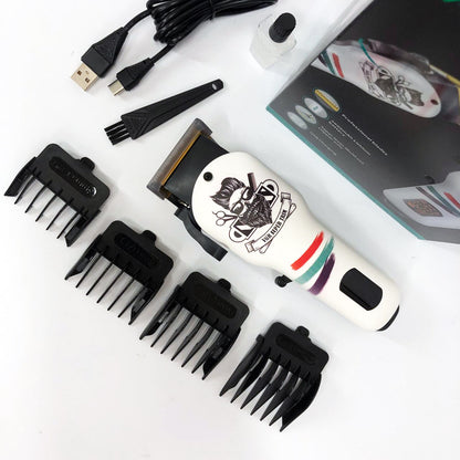 Машинка для стрижки волос и бороды профессиональная VGR V-699 B с насадками и LED дисплеем. Цвет: белый