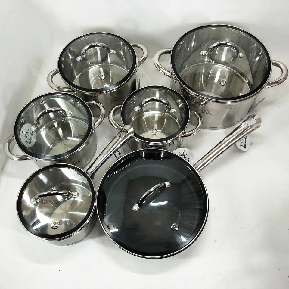 Набор посуды 12 предметов ASTRA A-2412, набор казанов, набор кастрюль из нержавеющей стали