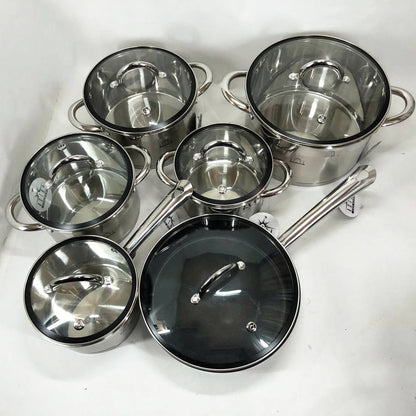 Набор посуды 12 предметов ASTRA A-2412, набор казанов, набор кастрюль из нержавеющей стали