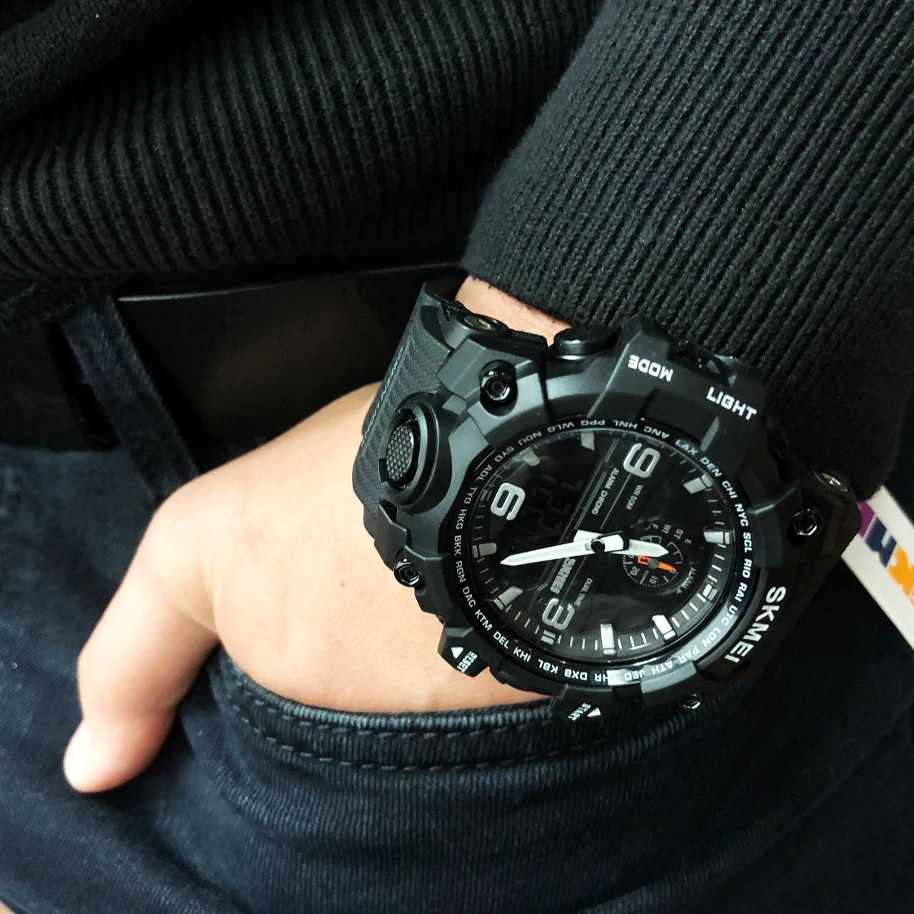 Часы наручные мужские SKMEI 1586BK BLACK, водонепроницаемые мужские часы, часы спортивные. Цвет: черный