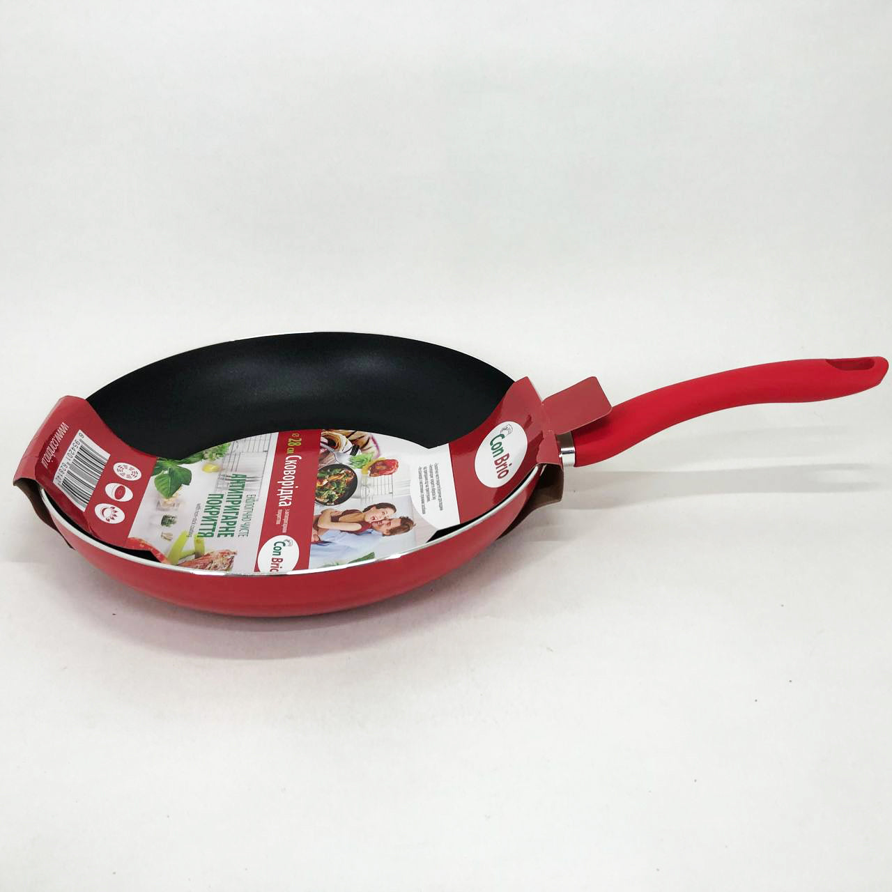 Сковорода 28 см Con Brio СВ-2814, сковорода для жарки, качественная сковорода. Цвет: красный