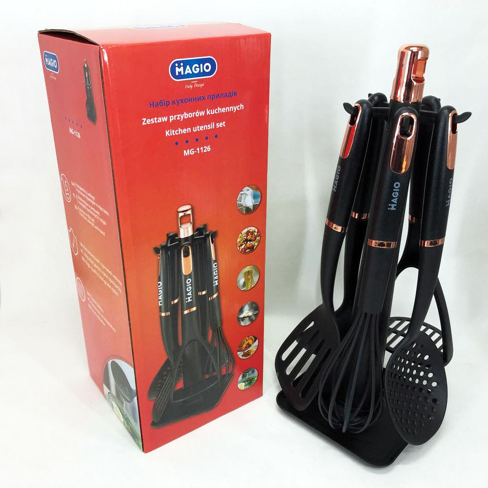Набор кухонных приборов Magio MG-1126, набор силиконовых приборов для кухни, набор нейлоновых поварешек