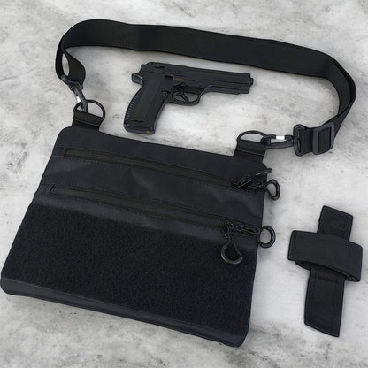 Сумка тактична чорна для прихованого носіння з кобурою, чоловічий месенджер із кордури