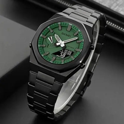 Часы наручные мужские SKMEI 1816BKGNBK, стильные классические мужские часы, фирменные спортивные часы