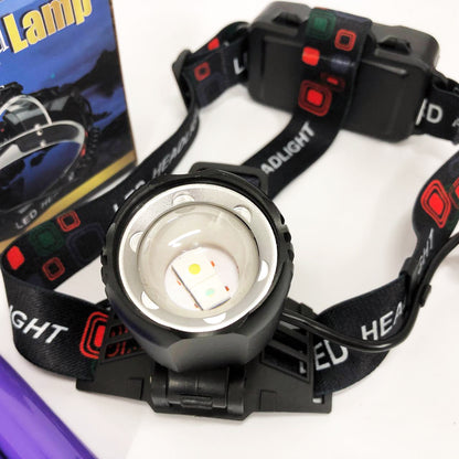 Фонарь налобный PLD-T115-2PM10-TG (white+blue), Фонарь аккумуляторный для рыбалки, водонепроницаемый