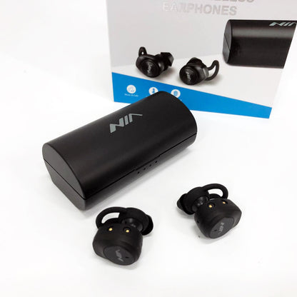 Наушники Bluetooth NIA NB710 с кейсом черные беспроводные, Наушники для тренировок сенсорные беспроводные