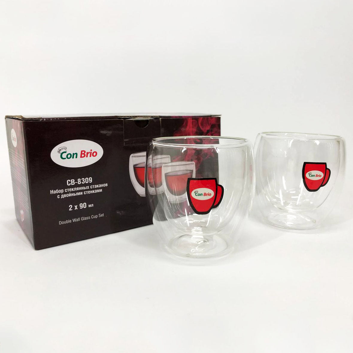 Набір склянок з подвійним дном Con Brio CB-8309-2 90 мл 2 шт. скляні чашки з подвійним дном.