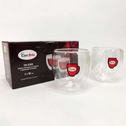 Набір склянок з подвійним дном Con Brio CB-8309-2 90 мл 2 шт. скляні чашки з подвійним дном.