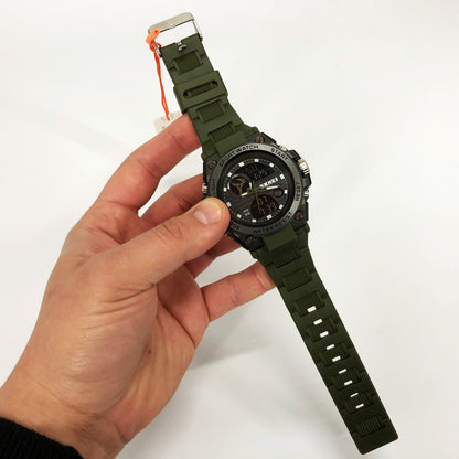 Часы наручные мужские SKMEI 2031AG ARMY GREEN, часы тактические противоударные. Цвет: зеленый