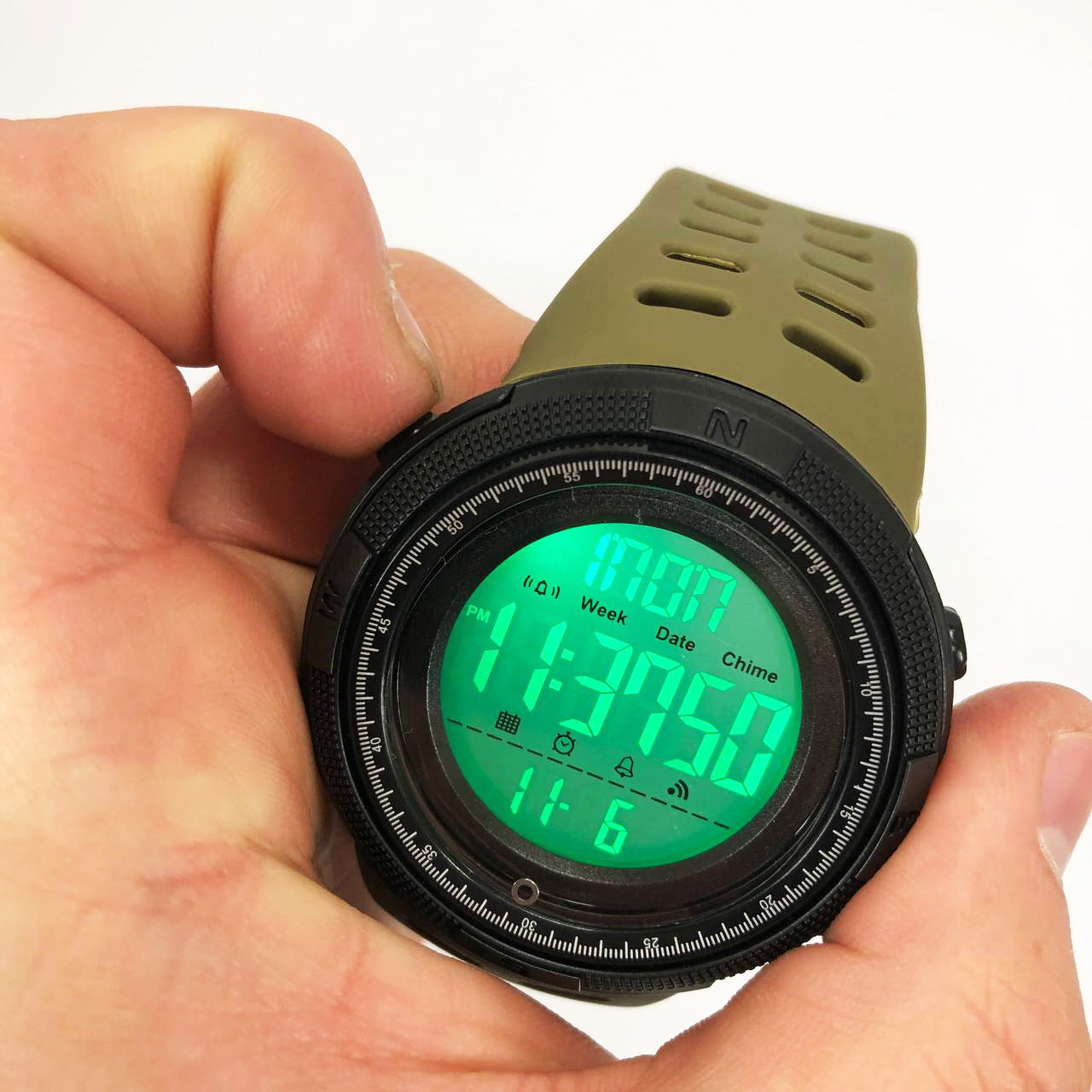 Часы наручные мужские SKMEI 2070AGWT ARMY GREEN, армейские часы противоударные. Цвет: зеленый