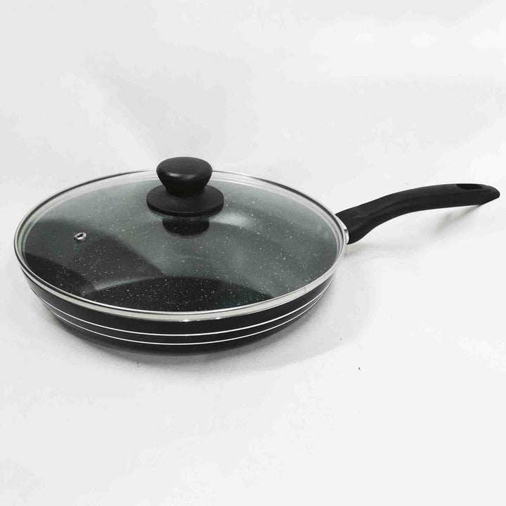 Сковорода с крышкой 24 см темный мрамор UNIQUE UN-5164 | Антипригарная сковорода | Мраморная сковорода