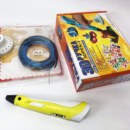 3D ручка Smart 3D Pen 2 c LCD дисплеем,  Детская электро ручка для фигурок из пластика. Цвет: желтый