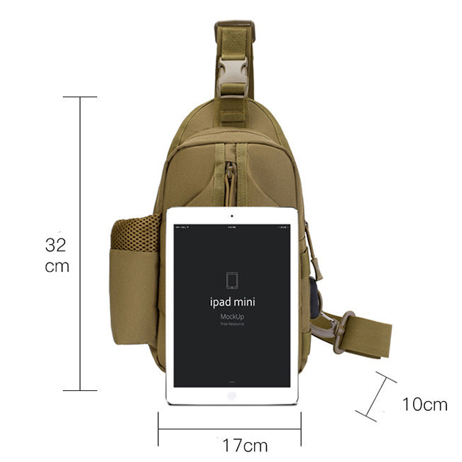 Тактична сумка через плече – водонепроникна сумка слінг із кордури на 4 кишені. Колір: койот