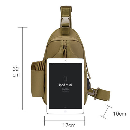 Тактична сумка через плече – водонепроникна сумка слінг із кордури на 4 кишені. Колір: койот