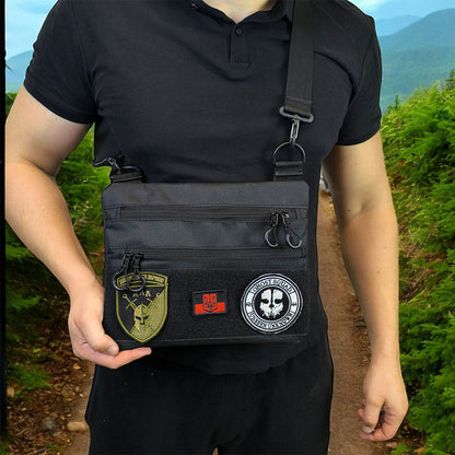 Сумка тактична чорна для прихованого носіння з кобурою, чоловічий месенджер із кордури