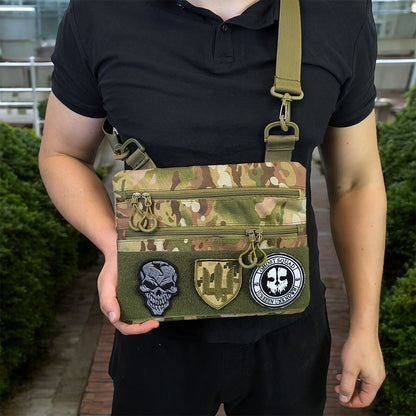 Сумка-кобура наплечна мультикам з липучкою для шевронів, тактична сумка чоловіча з кордури