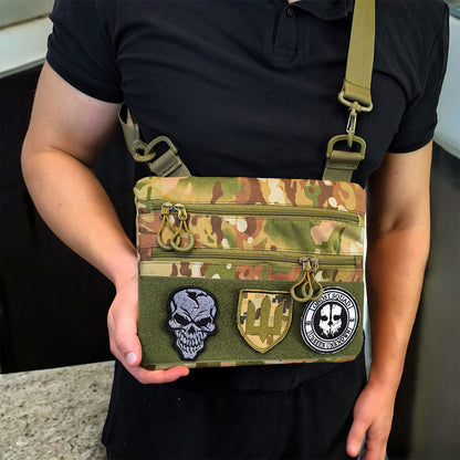 Сумка-кобура наплечна мультикам з липучкою для шевронів, тактична сумка чоловіча з кордури