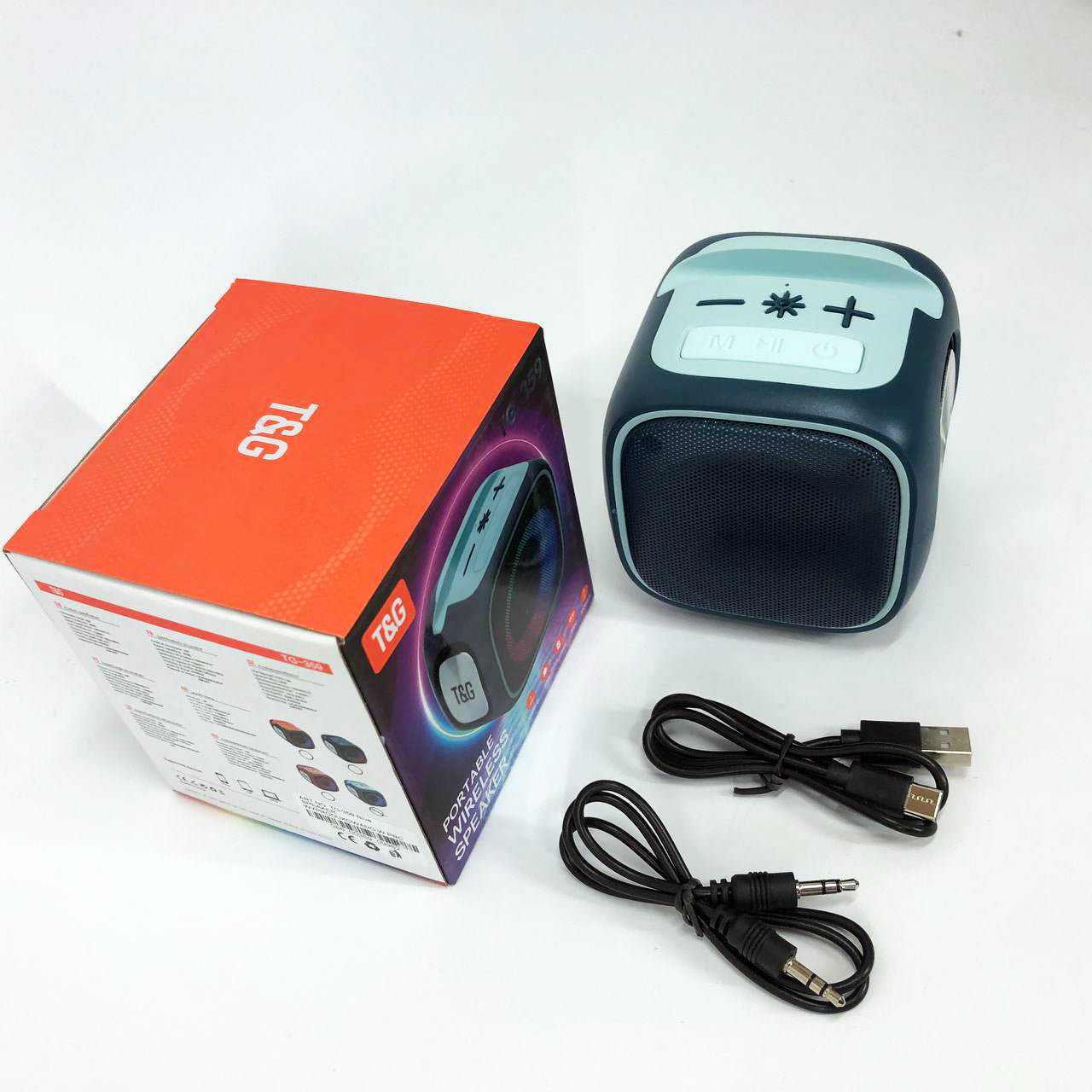 Портативная Bluetooth колонка TG359 7W с RGB подсветкой, аккумуляторная колонка для музыки. Цвет: синий