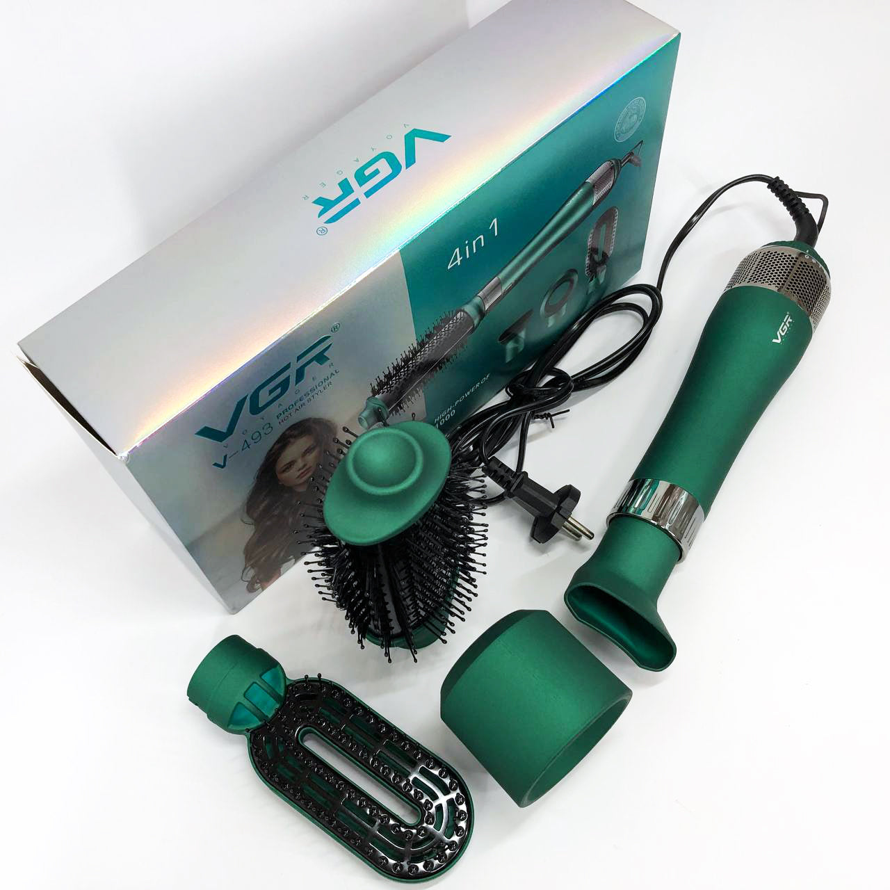 Фен-щетка VGR V-493 Мультистайлер 4в1 с насадками 1000 Вт профессиональный воздушный Браш Стайлер