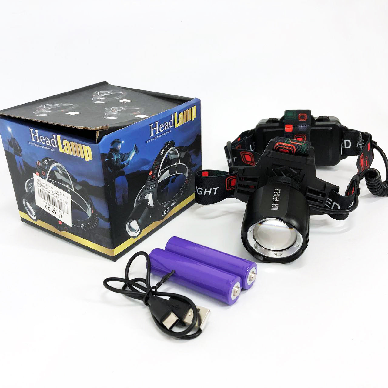 Фонарь налобный PLD-T115-2PM10-TG (white+blue), Фонарь аккумуляторный для рыбалки, водонепроницаемый