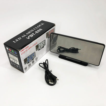 Часы настольные зеркальные VST-888Y-5 USB с синим циферблатом, Настольные часы с подсветкой