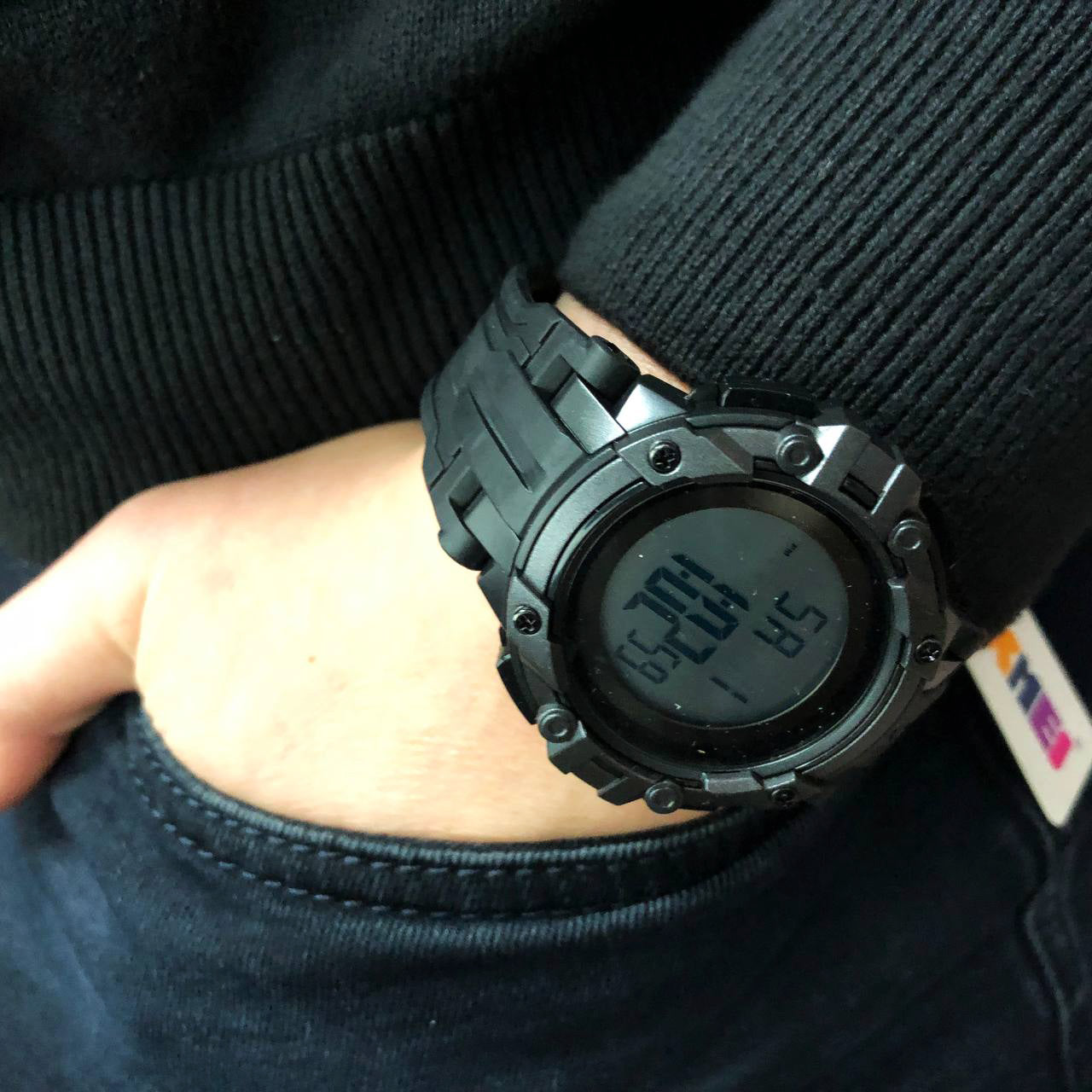 Часы наручные мужские SKMEI 1545BKWT BLACK-WHITE, водонепроницаемые мужские часы. Цвет: черный