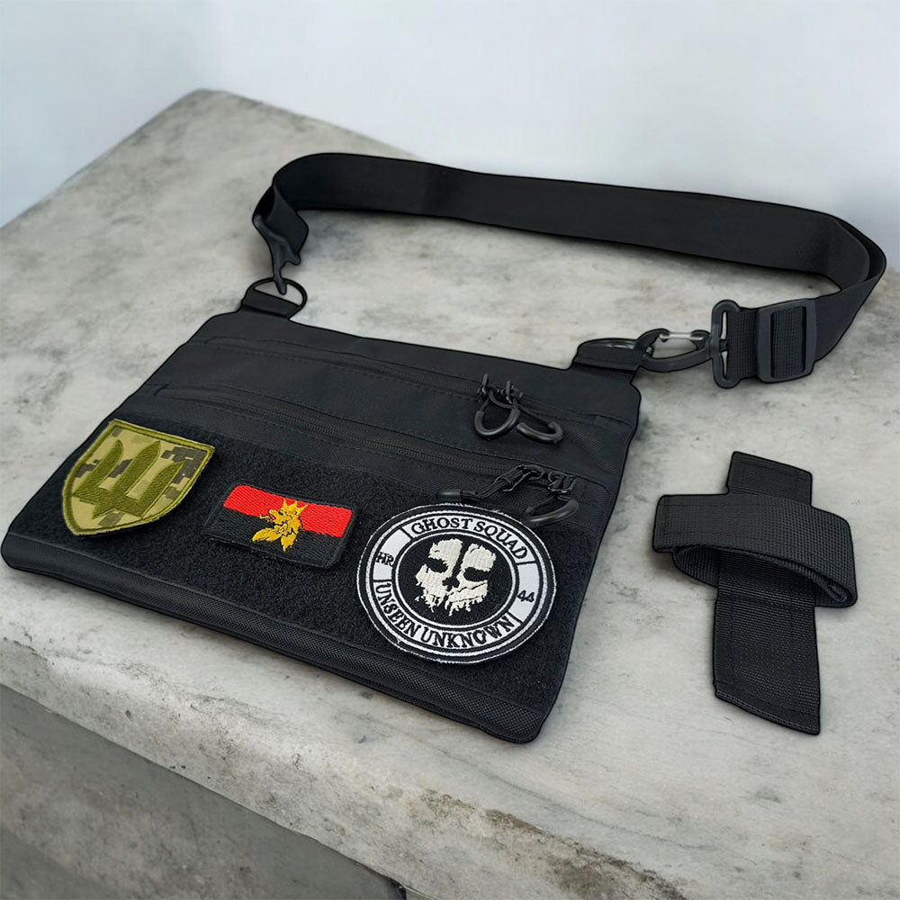 Черная сумка тактическая нагрудная, Сумка через плечо военная, Мужская сумка-слинг тактическая