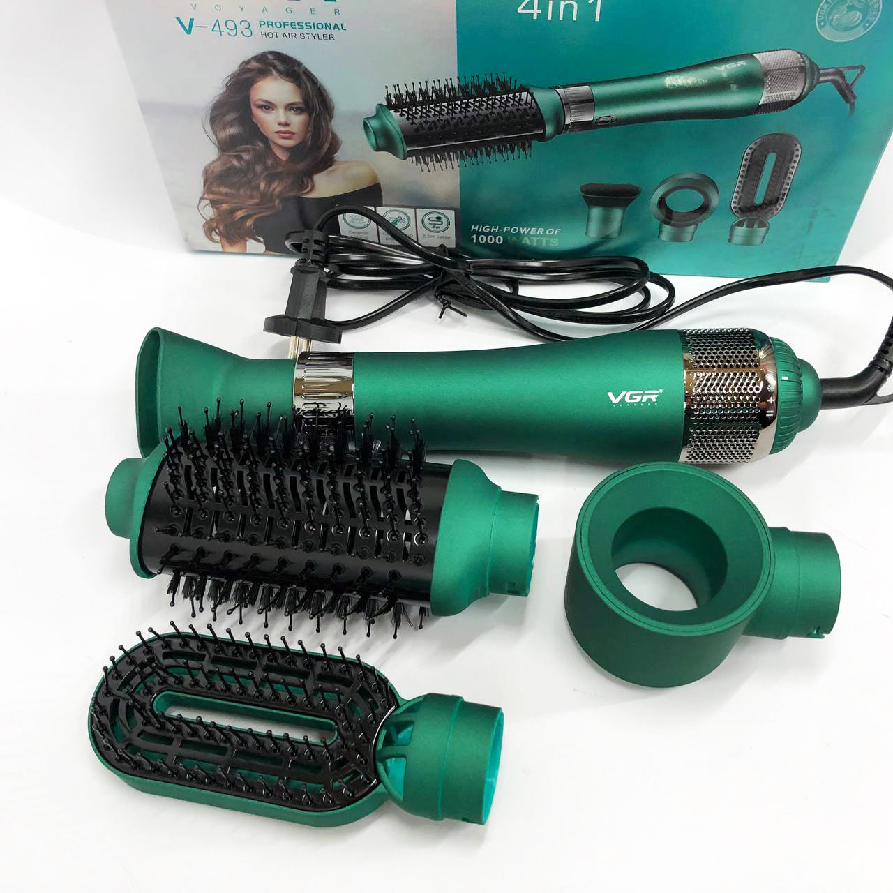 Фен-щетка VGR V-493 Мультистайлер 4в1 с насадками 1000 Вт профессиональный воздушный Браш Стайлер