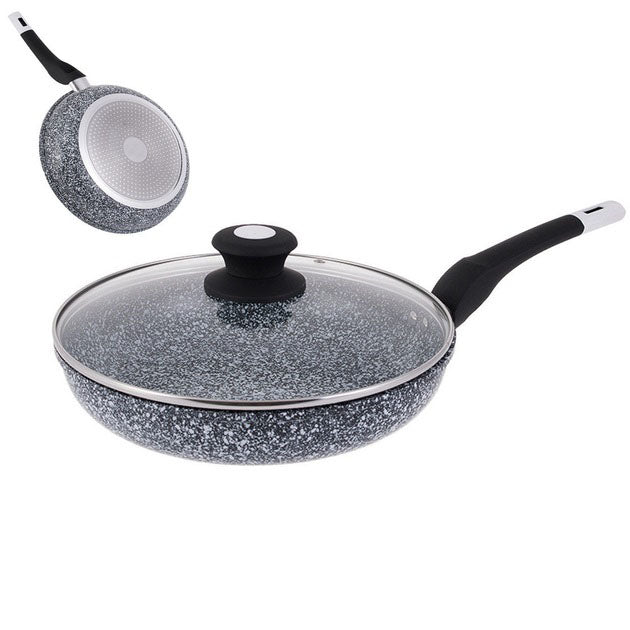 Сковорода с крышкой 20 см светлый гранит UNIQUE UN-5113 | Антипригарная сковорода | Гранитная сковорода