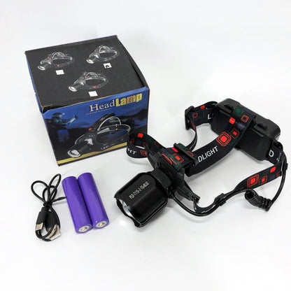 Фонарь налобный PLD-T115-2PM10-TG (white+blue), Фонарь аккумуляторный для рыбалки, водонепроницаемый