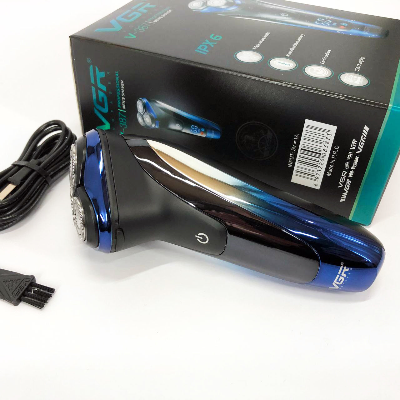 Электробритва VGR V-387 для мужчин, роторная для влажного и сухого бритья, Беспроводная электробритва