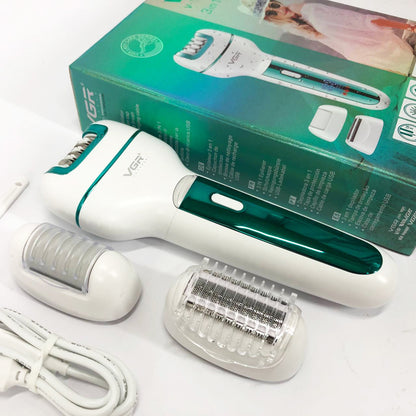 Женский беспроводной эпилятор 3в1 VGR V-732 для ног и зоны бикини с подсветкой и дисплеем. Цвет: зеленый