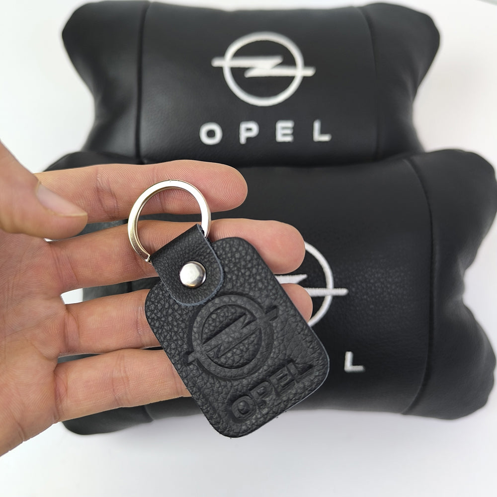 Набор автомобильных подушек 2шт для Opel, натуральная кожа, стильные черные подголовники Опель для авто
