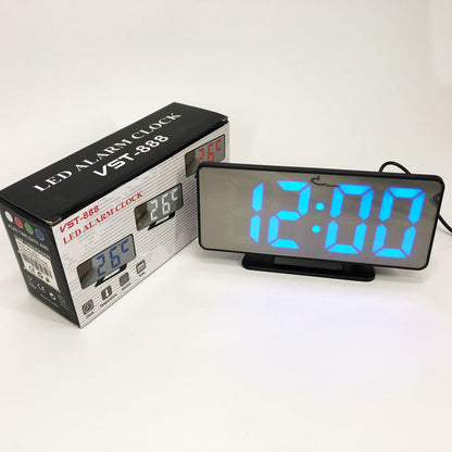 Часы настольные зеркальные VST-888Y-5 USB с синим циферблатом, Настольные часы с подсветкой