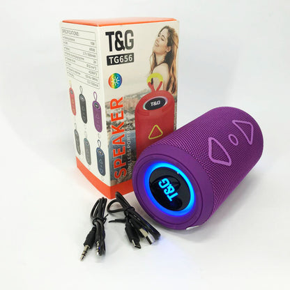 Bluetooth колонка портативная TG656 FM-радио, мощная переносная акустическая колонка. Цвет: фиолетовый