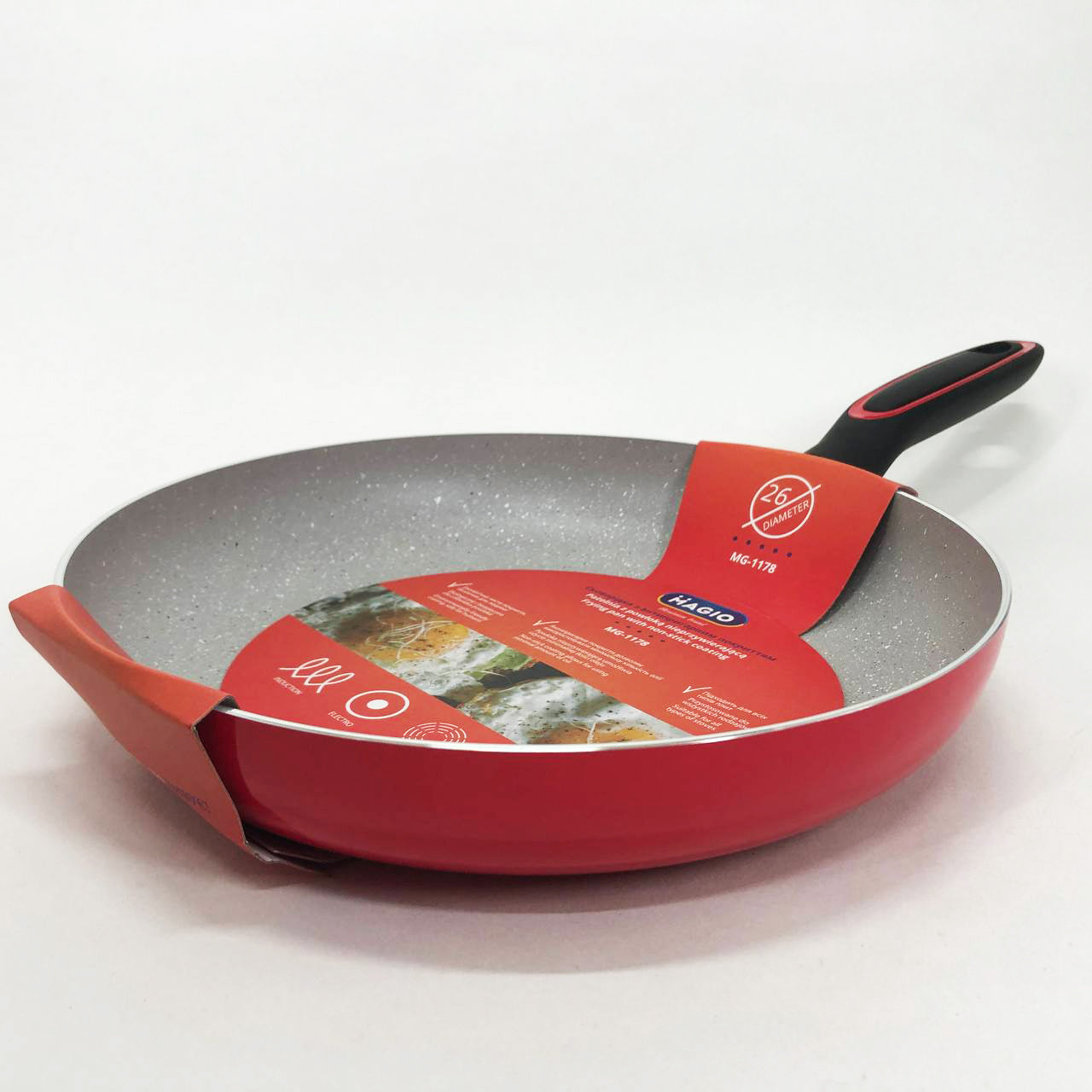 Сковорода Magio MG-1178 с мраморным антипригарным покрытием 26 см, сковорода с толстым дном