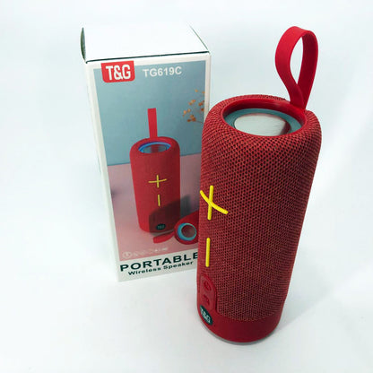 Портативная Bluetooth колонка TG619C FM-радио USB/TF с ремешком, громкая блютуз колонка. Цвет: красный