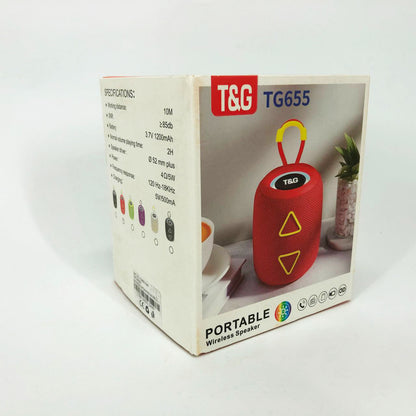 Портативная колонка TG655 5W с RGB подсветкой и ремешком, беспроводная колонка мощная. Цвет: красный