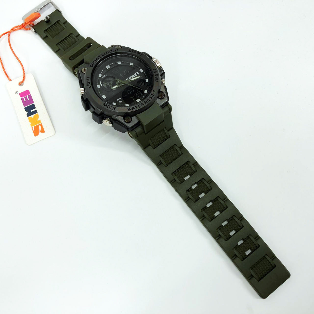 Часы наручные мужские SKMEI 2031AG ARMY GREEN, часы тактические противоударные. Цвет: зеленый