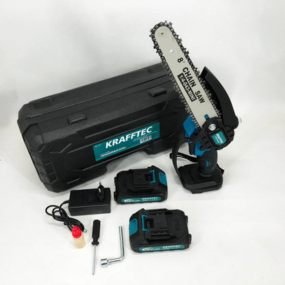 Аккумуляторная цепная мини пила 20 см в кейсе Krafftec (36V 4 Ач) + 2 аккумулятор и индикатором заряда