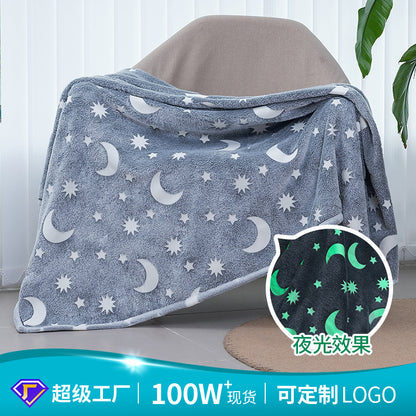 Светящийся в темноте плед плюшевое покрывало Blanket kids Magic Star 150х100 см флисовое одеяло. Цвет: серый