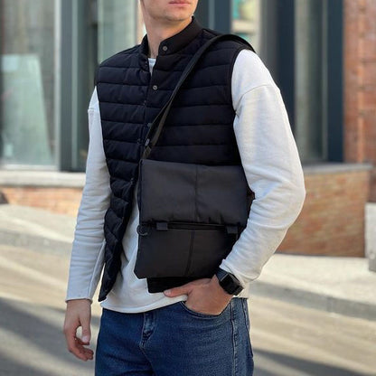 Тактический мессенджер, Мужская сумка черная тканевая, Мужская сумка через плечо кожа