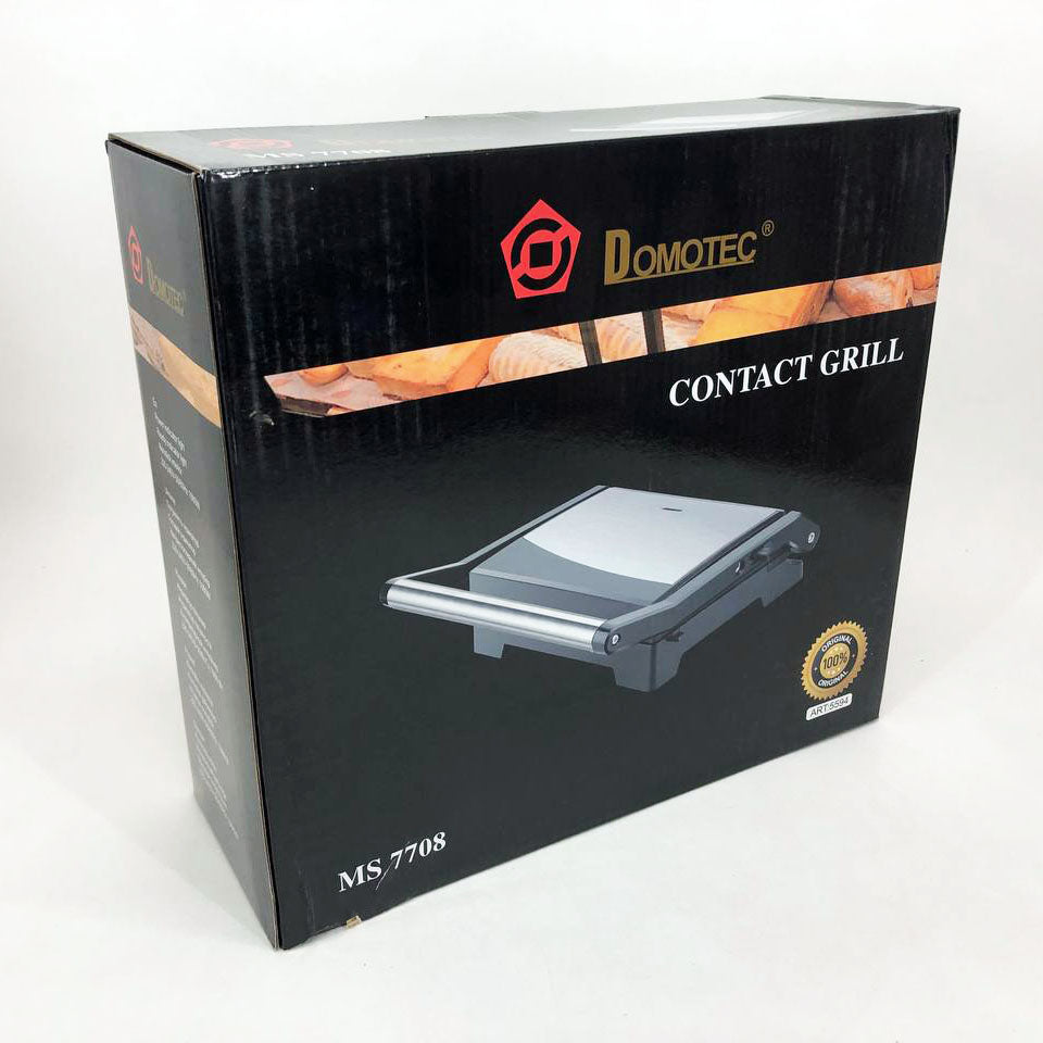 Гриль электрический Domotec MS-7708 контактный прижимной с антипригарным гранитным покрытием 1000 W