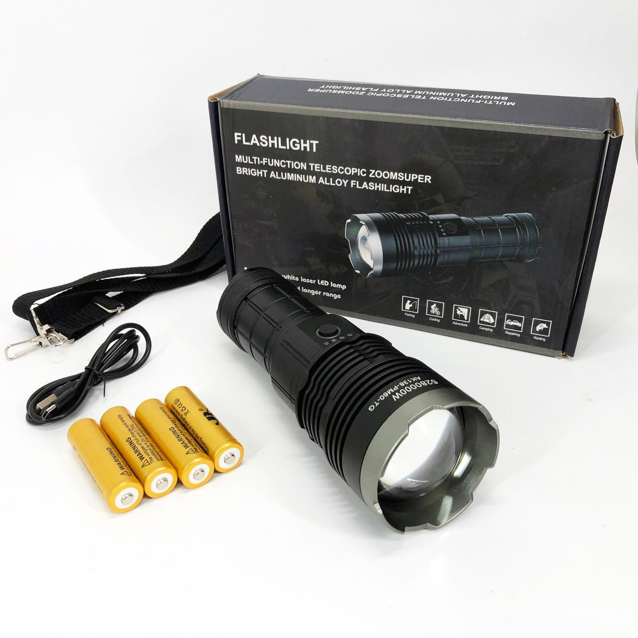 Ручной фонарь Police AK138 WHITE LASER LED PM60-TG с зарядкой USB, работающий от 4х18650 аккумуляторов