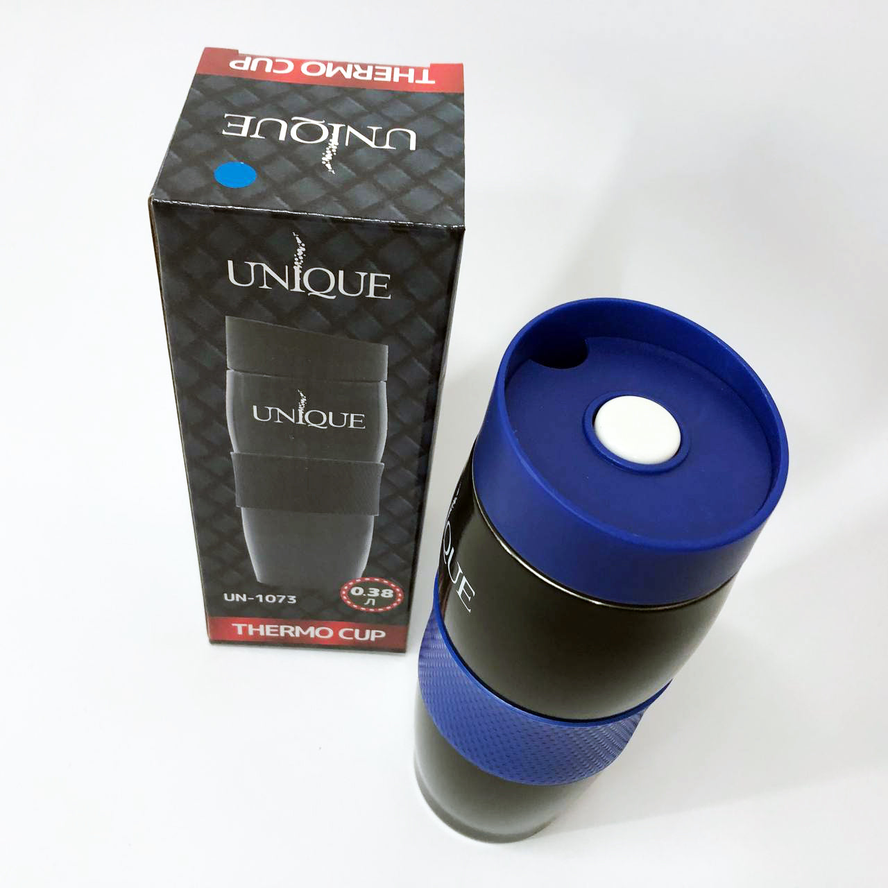Термокружка UNIQUE UN-1073 0.38 л, Термос из нержавейки металлический. Цвет: синий