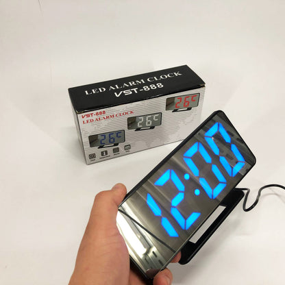 Часы настольные зеркальные VST-888Y-5 USB с синим циферблатом, Настольные часы с подсветкой