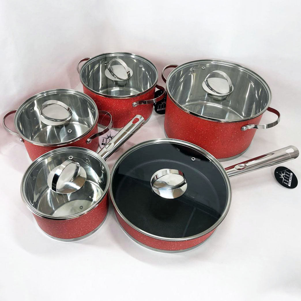 Набор посуды 10 предметов ASTRA A-2510, набор кастрюль с антипригарным покрытием, хорошие кастрюли