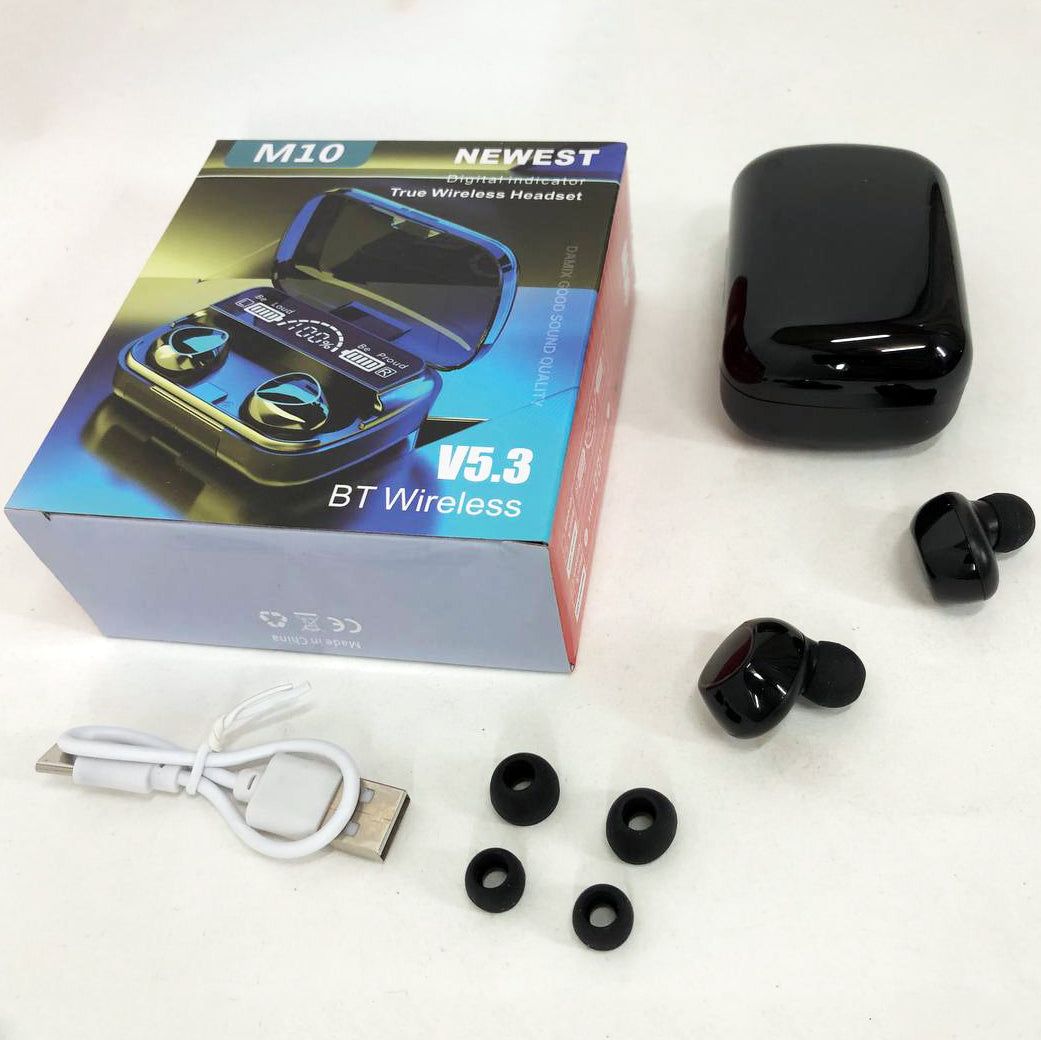 Беспроводные наушники M10 с микрофоном и док станцией-кейсом, беспроводные bluetooth наушники-гарнитура