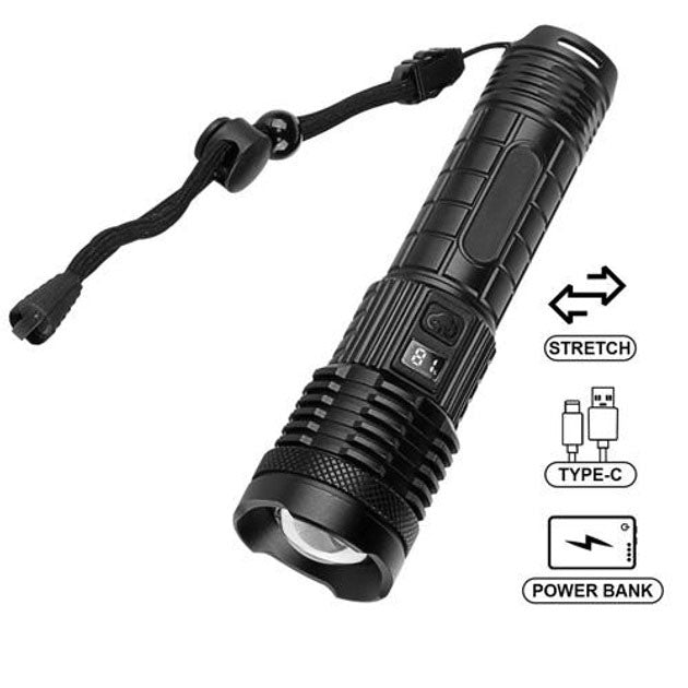 Фонарик PLD-H007 White Laser LED PM10-TG с встроенным аккумулятором PowerBank, Фонарик тактический ручной