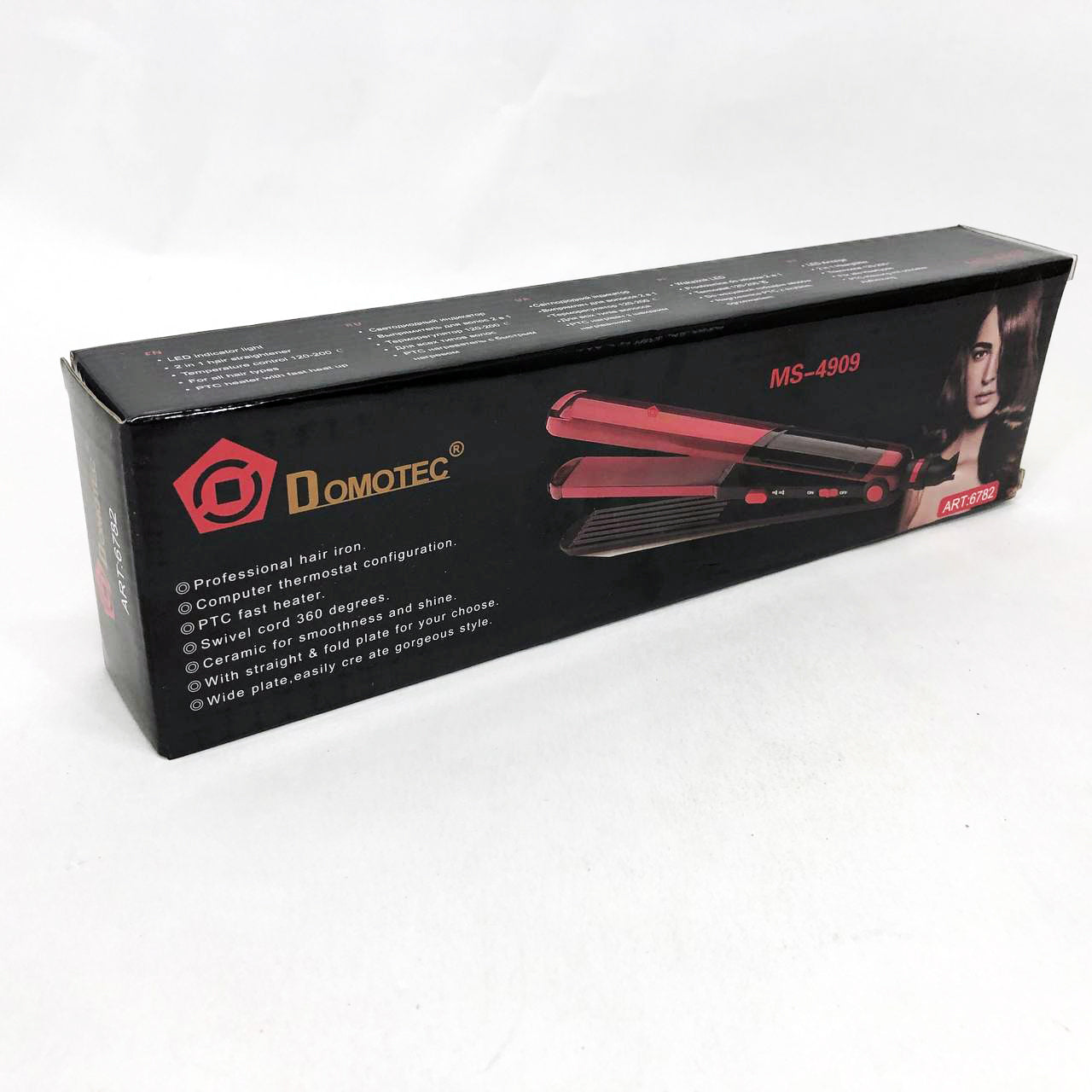 Плойка гофре 2 в 1 Domotec MS-4909, черно-красный, стайлер для завивки, стайлер для укладки